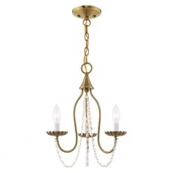 Alessia 3 Light Antique Brass Mini Chandelier by Livex Lighting