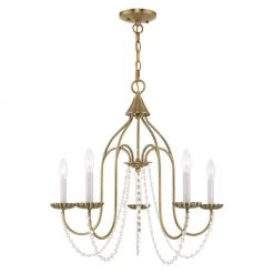 Alessia 5 Light Antique Brass Chandelier by Livex Lighting
