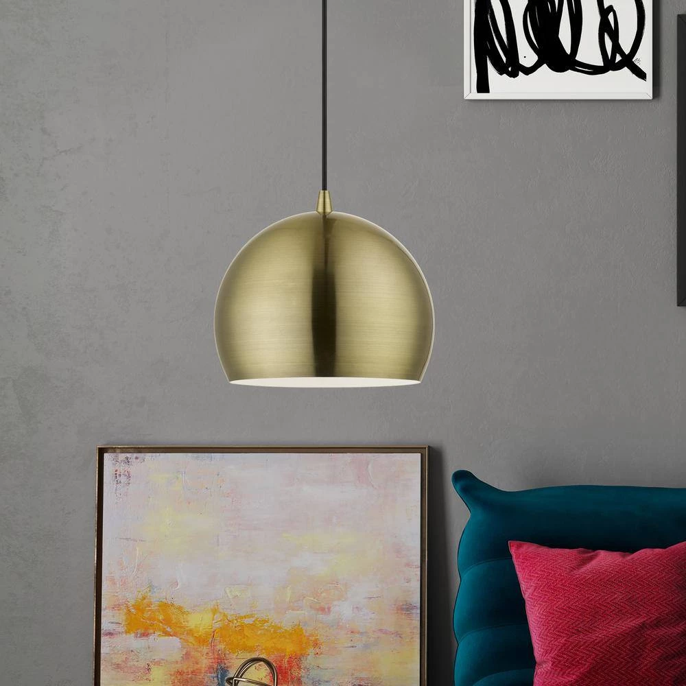 Piedmont 1-light Antique Brass Pendant with Steel Shade by Livex Lighting 7 Piedmont 1-light Antique Brass Pendant with Steel Shade by Livex Lighting - Image 7