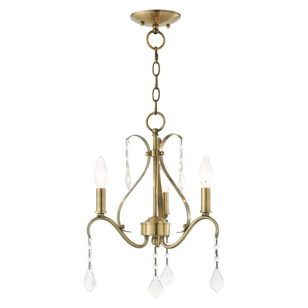 Caterina 3 Light Antique Brass with Clear Crystals Chandelier by Livex Lighting 1 Caterina 3 Light Antique Brass with Clear Crystals Chandelier by Livex Lighting