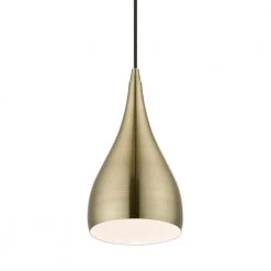 Amador 1-Light Antique Brass Teardrop Pendant by Livex Lighting -Livex Lighting shop antique brass livex lighting chandeliers 40981 01 4f 1000