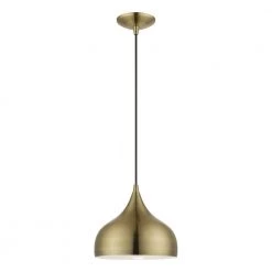 Amador 1-Light Antique Brass Teardrop Pendant by Livex Lighting