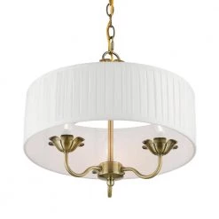 Edinburgh 3-Light Antique Brass Pendant Chandelier with Off-White Fabric Shade by Livex Lighting -Livex Lighting shop antique brass livex lighting chandeliers 41773 01 1f 1000