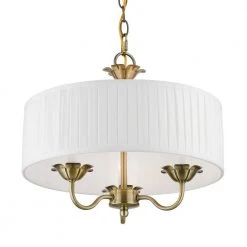 Edinburgh 3-Light Antique Brass Pendant Chandelier with Off-White Fabric Shade by Livex Lighting -Livex Lighting shop antique brass livex lighting chandeliers 41773 01 4f 1000