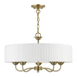 Edinburgh 5-Light Antique Brass Pendant Chandelier by Livex Lighting