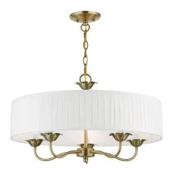 Edinburgh 5-Light Antique Brass Pendant Chandelier by Livex Lighting -Livex Lighting shop antique brass livex lighting chandeliers 41775 01 c3 1000