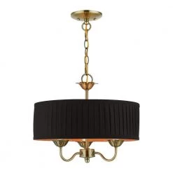 Edinburgh 3-Light Antique Brass Pendant Chandelier by Livex Lighting