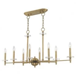 Bancroft 8 Light Antique Brass Linear Chandelier by Livex Lighting -Livex Lighting shop antique brass livex lighting chandeliers 42708 01 1f 1000
