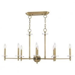Bancroft 8 Light Antique Brass Linear Chandelier by Livex Lighting -Livex Lighting shop antique brass livex lighting chandeliers 42708 01 4f 1000