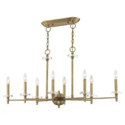 Bancroft 8 Light Antique Brass Linear Chandelier by Livex Lighting