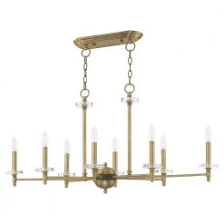 Bancroft 8 Light Antique Brass Linear Chandelier by Livex Lighting -Livex Lighting shop antique brass livex lighting chandeliers 42708 01 c3 1000