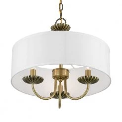 Brookdale 3-Light Antique Brass Pendant Chandelier with Fabric Shade by Livex Lighting -Livex Lighting shop antique brass livex lighting chandeliers 42983 01 1f 1000