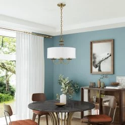 Brookdale 3-Light Antique Brass Pendant Chandelier with Fabric Shade by Livex Lighting -Livex Lighting shop antique brass livex lighting chandeliers 42983 01 66 1000