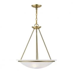 Newburgh 3-Light Antique Brass Pendant with White Alabaster Glass by Livex Lighting