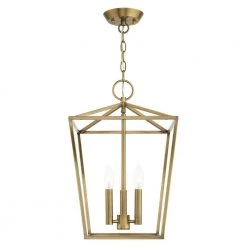 Devone 3 Light Antique Brass Convertible Pendant by Livex Lighting -Livex Lighting shop antique brass livex lighting chandeliers 49433 01 fa 1000