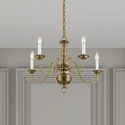 Williamsburgh 5 Light Antique Brass Chandelier by Livex Lighting -Livex Lighting shop antique brass livex lighting chandeliers 5005 01 1d 1000
