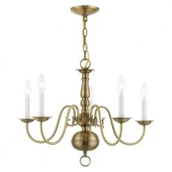 Williamsburgh 5 Light Antique Brass Chandelier by Livex Lighting