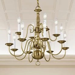 Williamsburgh 12 Light Antique Brass Chandelier by Livex Lighting -Livex Lighting shop antique brass livex lighting chandeliers 5012 01 1d 1000