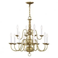 Williamsburgh 12 Light Antique Brass Chandelier by Livex Lighting