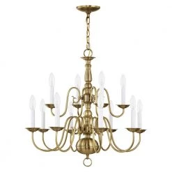 Williamsburgh 12 Light Antique Brass Chandelier by Livex Lighting -Livex Lighting shop antique brass livex lighting chandeliers 5012 01 c3 1000