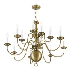Williamsburgh 12-Light Antique Brass Chandelier by Livex Lighting -Livex Lighting shop antique brass livex lighting chandeliers 5014 01 1f 1000