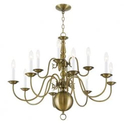 Williamsburgh 12-Light Antique Brass Chandelier by Livex Lighting -Livex Lighting shop antique brass livex lighting chandeliers 5014 01 4f 1000