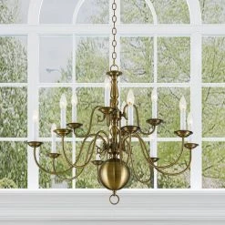 Williamsburgh 12-Light Antique Brass Chandelier by Livex Lighting -Livex Lighting shop antique brass livex lighting chandeliers 5014 01 66 1000