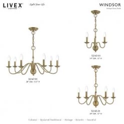 Windsor 5 Light Antique Brass Chandelier by Livex Lighting -Livex Lighting shop antique brass livex lighting chandeliers 52165 01 d4 1000
