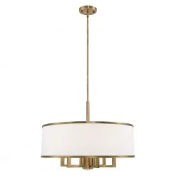 Park Ridge 7 Light Antique Brass Pendant Chandelier by Livex Lighting