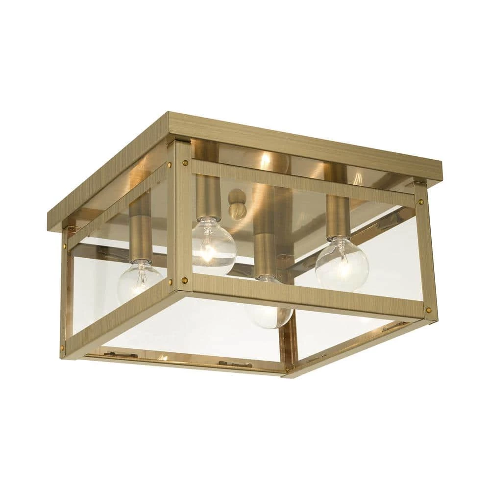 Milford 4 Light Antique Brass Flush Mount by Livex Lighting 1 Milford 4 Light Antique Brass Flush Mount by Livex Lighting