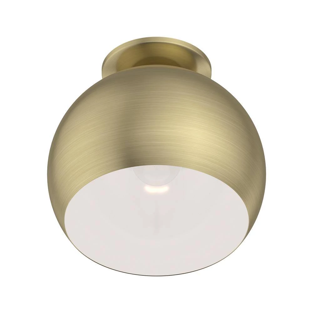 Piedmont 10 in. 1-Light Antique Brass Flush Mount by Livex Lighting 5 Piedmont 10 in. 1-Light Antique Brass Flush Mount by Livex Lighting - Image 5