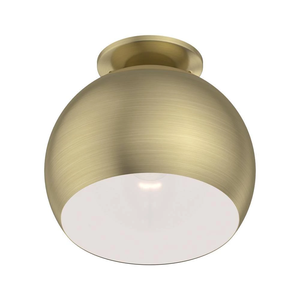 Piedmont 10 in. 1-Light Antique Brass Flush Mount by Livex Lighting 4 Piedmont 10 in. 1-Light Antique Brass Flush Mount by Livex Lighting - Image 4