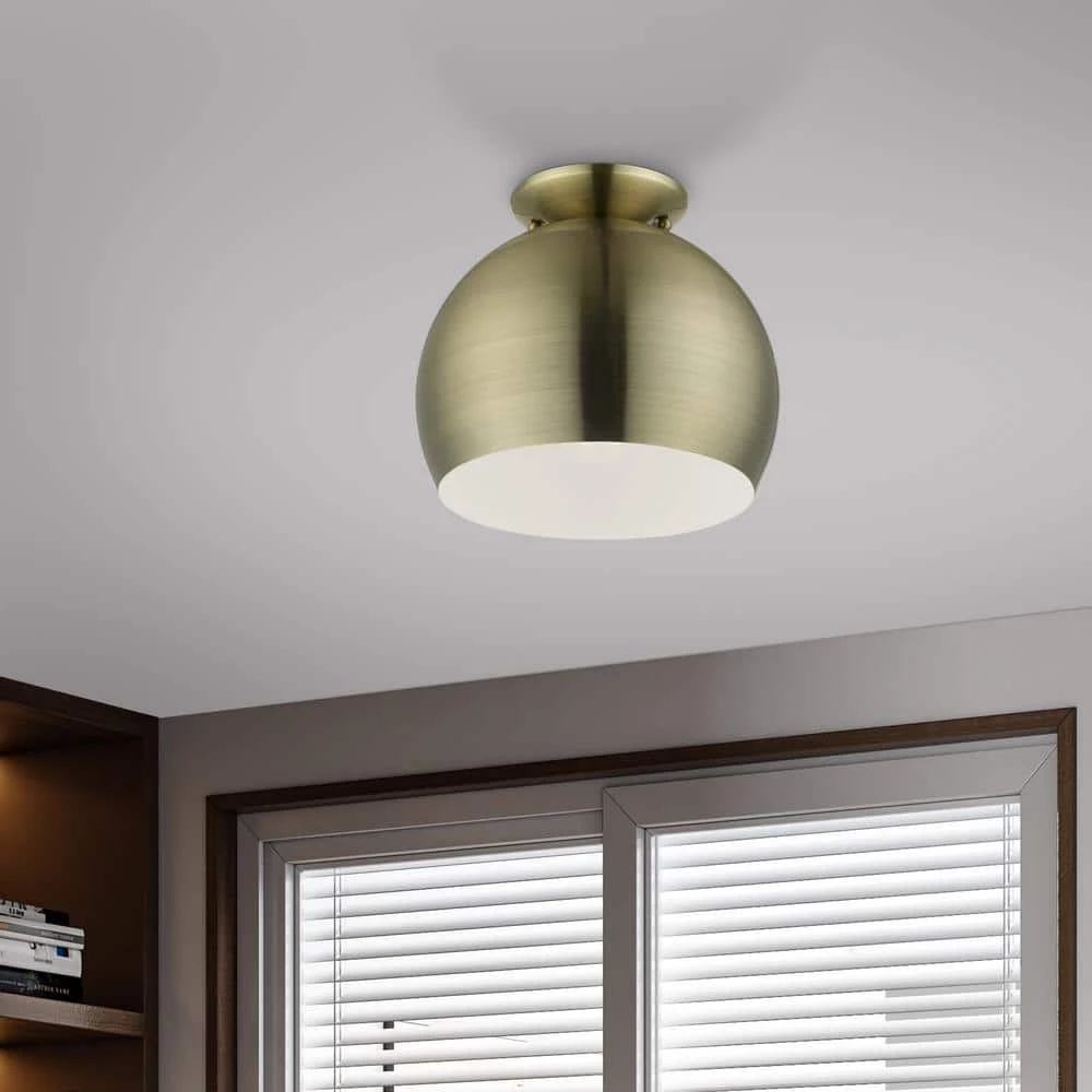 Piedmont 10 in. 1-Light Antique Brass Flush Mount by Livex Lighting 2 Piedmont 10 in. 1-Light Antique Brass Flush Mount by Livex Lighting - Image 2