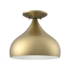 Amador 10 in. 1-Light Antique Brass Semi-Flush Mount by Livex Lighting