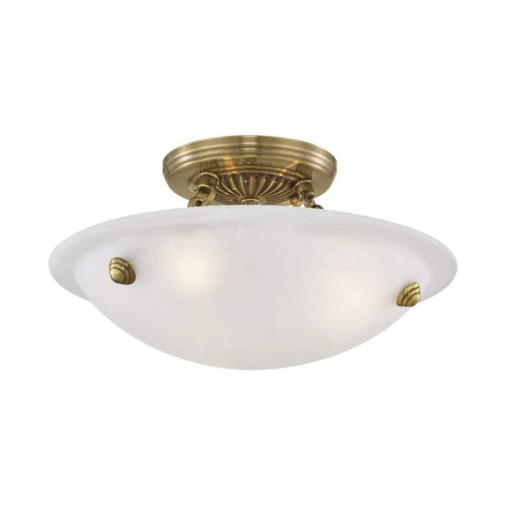 Oasis 3 Light Antique Brass Semi Flush Mount by Livex Lighting 11 Oasis 3 Light Antique Brass Semi Flush Mount by Livex Lighting - Image 11