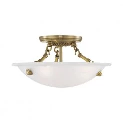 Oasis 3 Light Antique Brass Semi Flush Mount by Livex Lighting