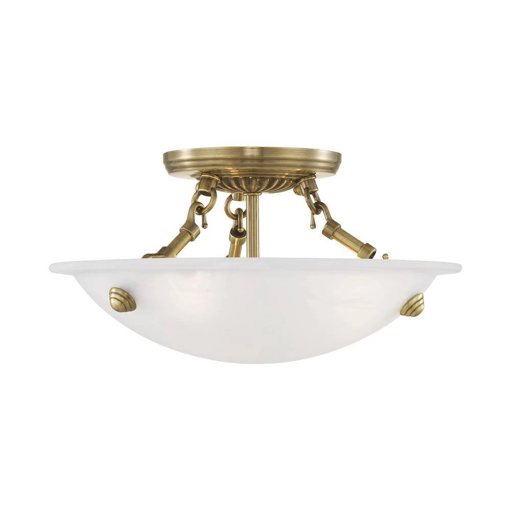 Oasis 3 Light Antique Brass Semi Flush Mount by Livex Lighting 1 Oasis 3 Light Antique Brass Semi Flush Mount by Livex Lighting