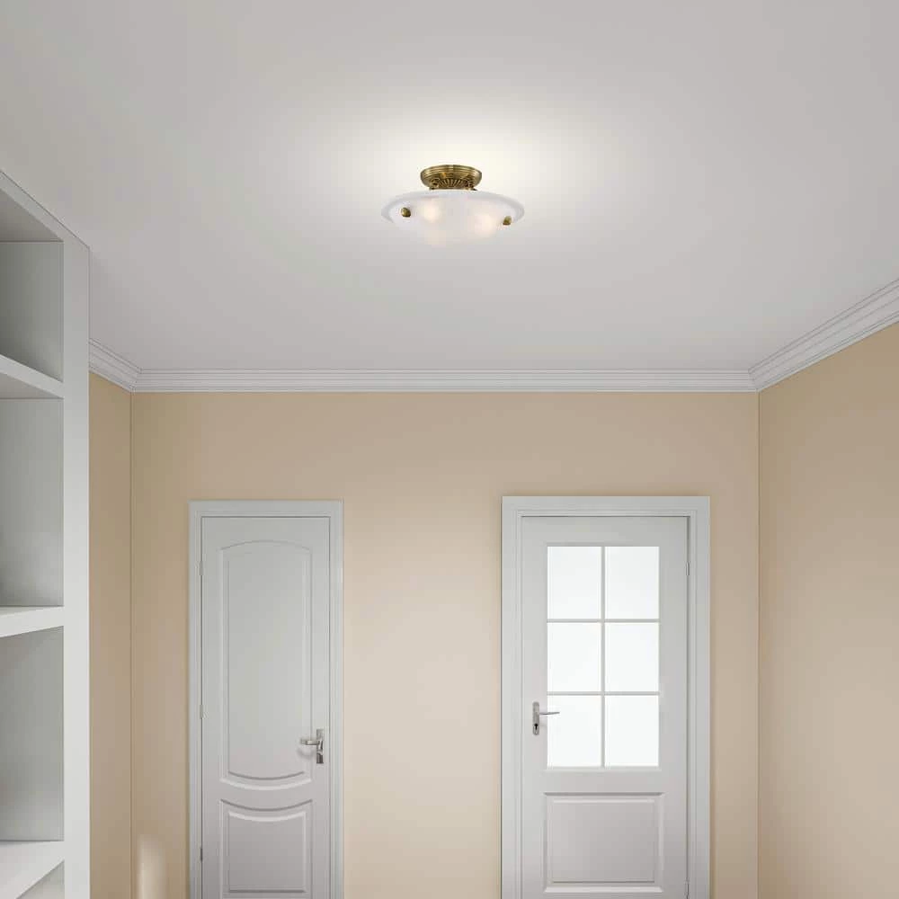 Oasis 3 Light Antique Brass Semi Flush Mount by Livex Lighting 4 Oasis 3 Light Antique Brass Semi Flush Mount by Livex Lighting - Image 4