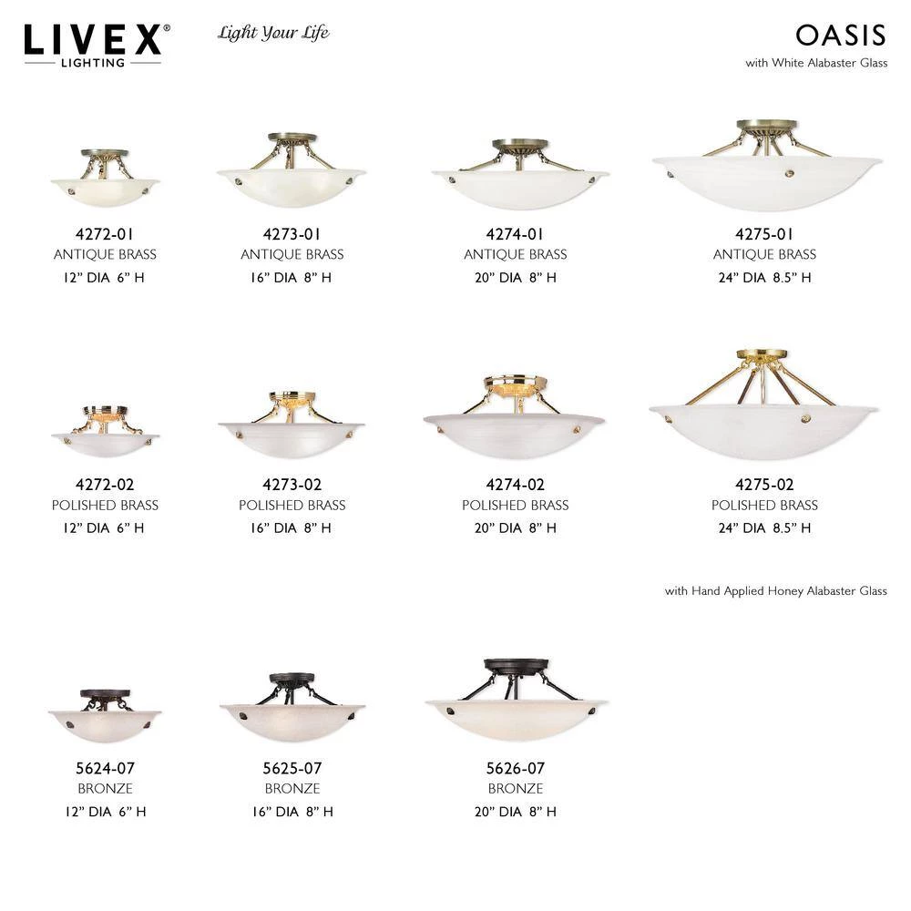 Oasis 3 Light Antique Brass Semi Flush Mount by Livex Lighting 12 Oasis 3 Light Antique Brass Semi Flush Mount by Livex Lighting - Image 12