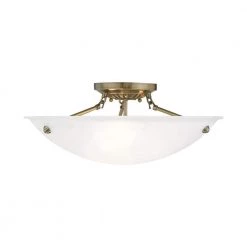 Oasis 3 Light Antique Brass Semi Flush Mount by Livex Lighting