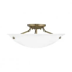 Oasis 3 Light Antique Brass Semi Flush Mount by Livex Lighting -Livex Lighting shop antique brass livex lighting flush mount lights 4274 01 c3 1000