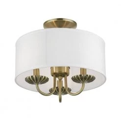 Brookdale 13 in. 3-Light Antique Brass Semi-Flush Mount by Livex Lighting -Livex Lighting shop antique brass livex lighting flush mount lights 42987 01 4f 1000