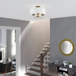 Brookdale 16 in. 3-Light Antique Brass Semi-Flush Mount by Livex Lighting -Livex Lighting shop antique brass livex lighting flush mount lights 42989 01 66 1000