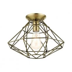 Geometric 1 Light Antique Brass Flush Mount by Livex Lighting -Livex Lighting shop antique brass livex lighting flush mount lights 46248 01 4f 1000