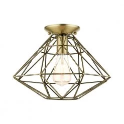 Geometric 1 Light Antique Brass Flush Mount by Livex Lighting