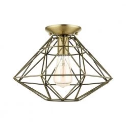Geometric 1 Light Antique Brass Flush Mount by Livex Lighting -Livex Lighting shop antique brass livex lighting flush mount lights 46248 01 c3 1000