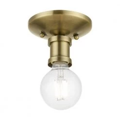 Lansdale 5 in. 1-Light Antique Brass Single Flush Mount by Livex Lighting -Livex Lighting shop antique brass livex lighting flush mount lights 47160 01 1f 1000