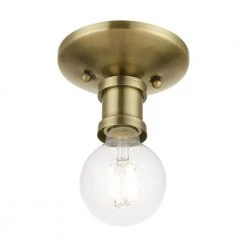 Lansdale 5 in. 1-Light Antique Brass Single Flush Mount by Livex Lighting -Livex Lighting shop antique brass livex lighting flush mount lights 47160 01 44 1000
