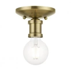 Lansdale 5 in. 1-Light Antique Brass Single Flush Mount by Livex Lighting