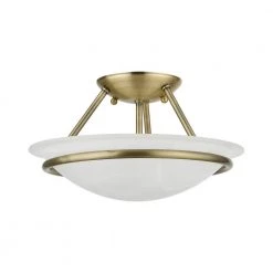 Newburgh 12 in. 2-Light Antique Brass Semi-Flush Mount with White Alabaster Glass by Livex Lighting -Livex Lighting shop antique brass livex lighting flush mount lights 4823 01 c3 1000